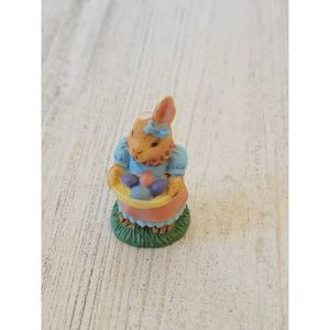 Brown bunny AS IS girl Easter Village eggs accessory figure